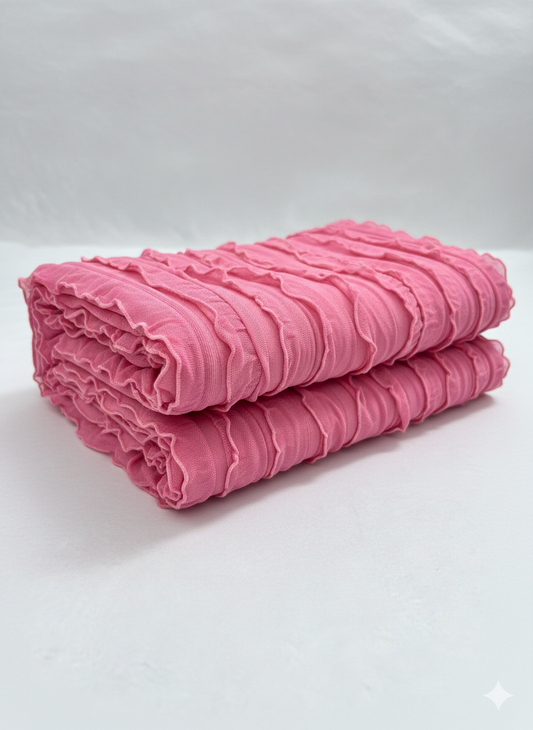 Ruffle Mesh Fabric – Blush Pink