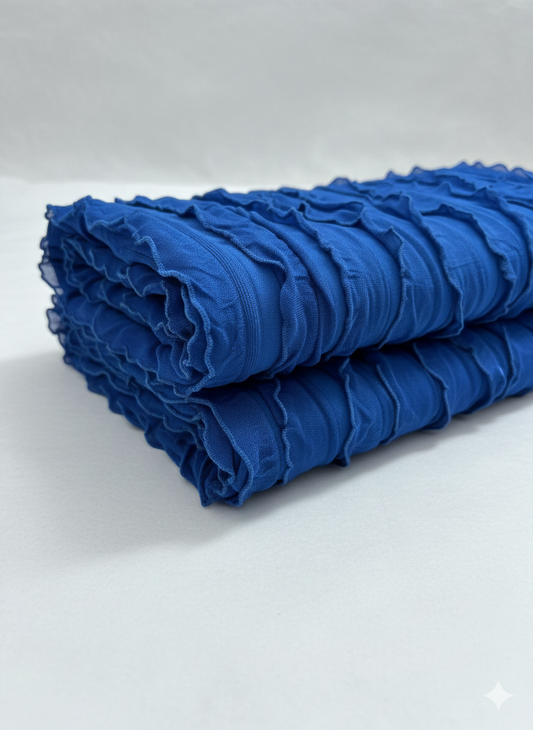 Ruffle Mesh Fabric – Royal Blue