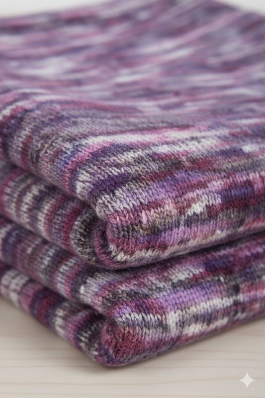 Brushed Melange Knit Fabric in Purple Mix