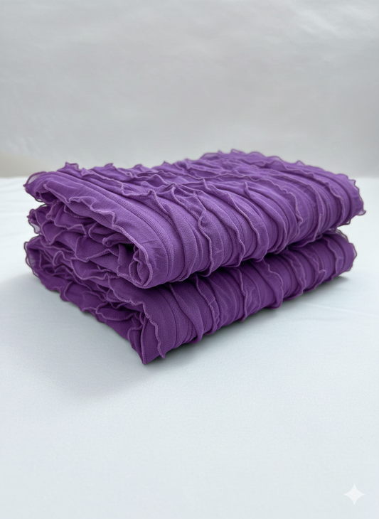 Ruffle Mesh Fabric – Purple