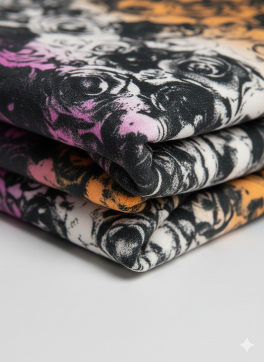 Bold Rose-Print Scuba Knit Fabric