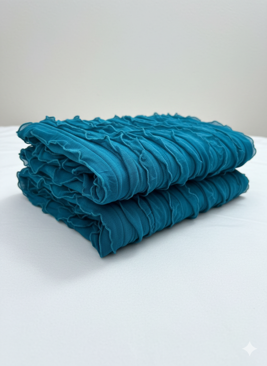 Ruffle Mesh Fabric – Teal