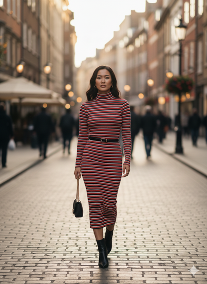 Soft Rib Knit Fabric – Red and Black Stripe