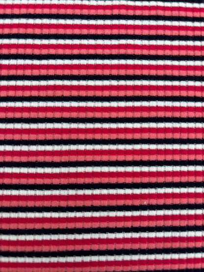 Soft Rib Knit Fabric – Red and Black Stripe