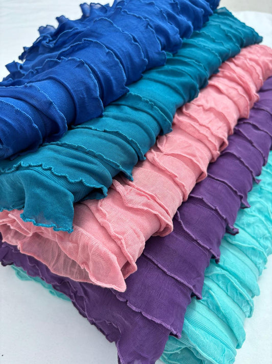 Ruffle Mesh Fabric – Royal Blue